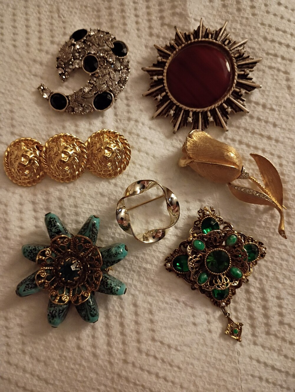 Vintage Brooch Lot Capri Anne Klein Modernist Rhinestone WomenJewelry Costume